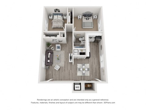 2 Bedroom Floorplan at Georgian Oaks Apartments, Smyrna, GA